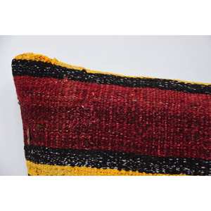 Multicolor Vintage & <b>Fluffy</b> Patterned Kilim Wool Pillow 16x24 Inch Luxury Accent Decorative Pillow for <b>Bedding</b> - Product Image 2