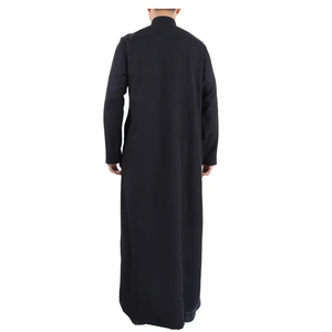 Moda árabe mangas completas Dubai ropa islámica musulmán Thobes Qatar tradicional hombres thobe ropa casual thobe tinte negro - Product Image 5