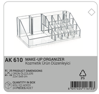 Organisateur de maquillage rectangulaire en acrylique transparent moderne Afossa, boîte de rangement cosmétique durable avec compartiments, écologique et multifonctionnel