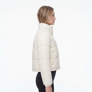 2026 Bubble Puffer Winter Warm Hooded <b>Jacket</b> Women Fashion <b>Cropped</b> Coats Long Sleeve Outerwear Zipper Casual Padded <b>Jacket</b> - Product Image 3
