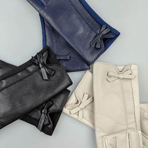 Women's Customized Winter Warm <b>Gloves</b> <b>Lady</b> Genuine High Quality Lambskin <b>Leather</b> Soft Lining <b>Gloves</b> - Product Image 6