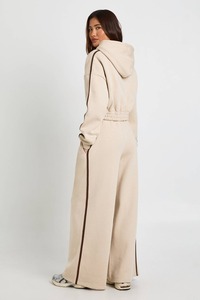 Nuevo Conjunto Deportivo de Felpa Francesa con Cremallera, Sudadera Corta y Pantalones Deportivos de Pierna Recta con Franja Lateral en Contraste - Product Image 4