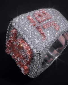 Custom Letter 925 Sterling <b>Silver</b> Rhodium Plated Moissanite Fancy Light Brilliant Cut Hip Hop <b>Statement</b> <b>Ring</b> for Unisex Party - Product Image 4
