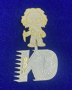 Colgante Personalizado de Personaje de Dibujos Animados con Diamantes de Moissanita, Diseño 900 KD, Joyería Hip Hop con Acabado en Oro de 14K, Regalo para Hombre - Product Image 1