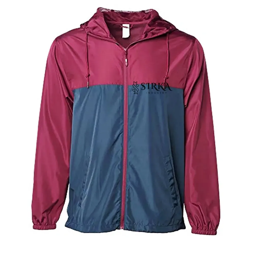 Customized Logo Blank Lightweight Winter Jacket Waterproof Full Zip Up Hoodie Color Block Windbreaker Jacket For Men unisex