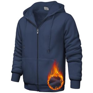 Sweat à capuche épais et lourd sweat à fermeture éclair sweat à capuche pour homme de haute qualité motif de logo personnalisé sweats à capuche unis vierges livraison DDP - Product Image 1