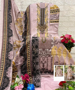 Salwar Kameez para Mujer, Estilo Fiesta, para Todas las Temporadas, con Parte Superior de Modal y Parte Inferior con Parches, Dupatta Semi Lawan de Algodón/Chifón - Product Image 4