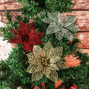 8CM natale fiore di stella di Natale ghirlanda di Natale in plastica Poinsettia festa di Natale fornisce decorazioni per ghirlande di natale