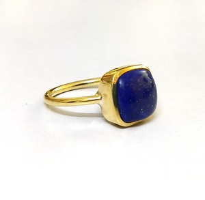 Anillo de Compromiso Unisex de Alta Gama, Clásico, con Bisel de Latón y Piedra Preciosa de Lapislázuli Natural, para Aniversarios o Regalos - Product Image 1