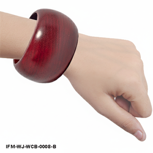 Brazalete de Madera Hecho a Mano, Color Borgoña Oscuro, Pulido, Redondo y Grueso, para Mujer, Regalo para Ella - Product Image 3