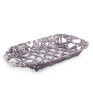 Plateau de service en métal martelé de forme ovale, plaqué nickel argenté, plateau de service pour le dîner et le petit déjeuner, plateau à café de table pour hôtels - Product Image 4