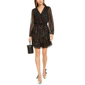 Mini abito da donna INC International Concepts in chiffon jacquard arcobaleno nero, taglia media - Product Image 1