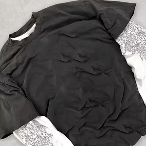 เสื้อยืดแขนยาวของผู้ชายผ้าฝ้ายซักกรดสองชั้น240กรัมลายทึบพิมพ์พลอยเทียมโลโก้ออกแบบได้ตามต้องการ - Product Image 5