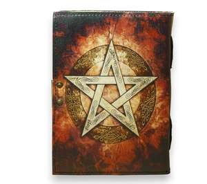 Carnet de notes en cuir fait main, forme pentagone, avec papier à bords festonnés vintage, bloc-notes pour artiste, carnet de croquis - Product Image 1