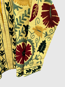 Veste en velours jaune brodée, manches longues, motif géométrique, broderie à la main, vêtements d'automne pour adultes - Product Image 4