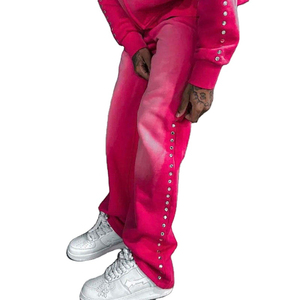 Streetwear Baggy à capuche et pantalon empilé pour enfants personnalisés ensemble survêtements délavés à l'acide pour garçons DTG imprimé recadrée évasée survêtements - Product Image 2