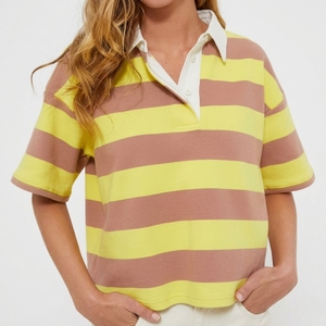 Polo personnalisé pour femme à séchage rapide, respirant, en nylon et élasthanne, coupe ajustée, manches courtes, pour le golf et le sport, tissage tricoté OEM - Product Image 1