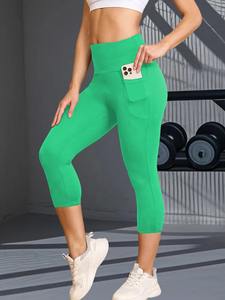 Pantalon capri taille haute pour femme matériau respirant contrôle du ventre pas de poches transparentes pour l'entraînement athlétique Push Gym Leggings - Product Image 5