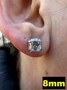 Best Offer Asscher Cut VVS Moissanite Diamond <b>Earrings</b> With Gold Plated 925 Silver Minimalist <b>Studs</b> <b>Fine</b> Jewelry For Women - Product Image 3
