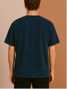 T-shirt d'été à manches courtes en coton délavé à l'acide pour hommes, vêtements de rue à épaules tombantes du Bangladesh - Product Image 2