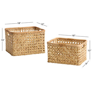 Vietnam panier en rotin naturel fait à la main Rectangle rotin canne tissé organisateur de stockage pour la maison salle de bain cuisine Boho décor - Product Image 3