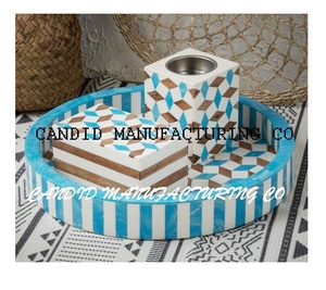 ชุดถาดกลมฝังก้างปลามุกพร้อมกล่องและตะเกียงธูปชุดกลิ่นมหาสมุทร - Product Image 2