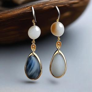 Piedra preciosa de labradoritas naturales de Plata de Ley 925 chapada en oro de alta calidad para mujeres y niñas - Product Image 3