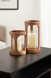 Portavelas de madera pura, producto de lujo para decoración del hogar, con vidrio, decoración para bodas, portavelas de madera. - Product Image 5