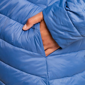 Chaqueta acolchada azul cielo para mujer de calidad superior 2025 diseño de moda largo y brillante con tela estampada con relleno de algodón - Product Image 5