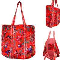 Hand Block Printed Quilted Cotton Einkaufstasche Umwelt freundliche Mix Pattern Style Indische Schulter für Frauen Hand gefertigt
