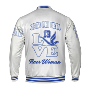 Zeta Phi Beta 1920 Sororité Vie Grecque Bleu Blanc Varsity Letterman Veste ZPB Chenille Patch Fondateurs Style Gear - Product Image 5