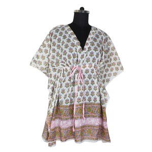 Bloc imprimé sans manches Maxi coton indien Maxi robes pour femmes KFCS074 coton été Maxi robe 100% organique porter concepteur - Product Image 3