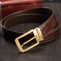 Nouvelle ceinture pour homme de haute qualité, boucle à ardillon, ceinture en cuir véritable, ceintures en crocodile pour homme