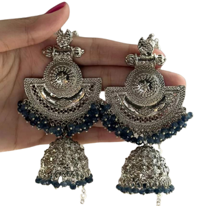 Juego de pendientes de latón antiguo afgano hechos a mano con Turquesa, joyería de mujer de alta calidad, chapado oxidado - Product Image 1