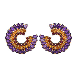 Wholesale Amethyst Gemstone Studs New Arrivals Natural <b>Red</b> Garnet Citrine <b>Earrings</b> S925 Sterling Silver Jewelry Manufacturer - Product Image 1