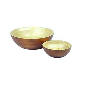 Juego de 2 cuencos de madera con estampado de esmalte de calidad elegante Juego de diseño de lujo de dos cuencos de madera para servir para Hotel - Product Image 1