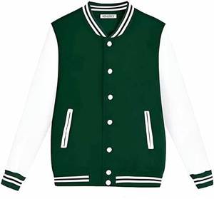 Chaqueta de lana de béisbol Varsity Letterman Bomber y mangas de cuero genuino - Product Image 3