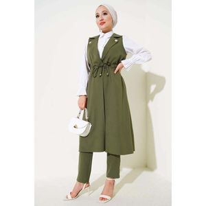 Cintura Túnel Vested Doble Botonadura 2 Piezas Set Caqui - Product Image 3