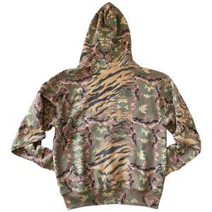 Sweat à capuche zippé camouflage pour homme, style streetwear usé, en polaire, motif camouflage intégral, vêtement d'extérieur décontracté - Product Image 2