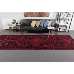 พรมขนาด 4.5x12.2 ฟุต, พรมตุรกีโบราณ, พรมขนสัตว์สีแดงน้ำเงินไล่เฉด - Product Image 3