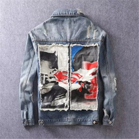 Nouveau Design Bleu Homme Jean Manteaux Bouton Poche Hommes Denim Veste Automne Cowboy Hiver Surdimensionné Marque Taille L Outwear Vêtements