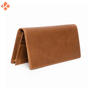 กระเป๋าสตางค์ผู้ชายหนังแท้บางยาวมีช่องเปิดปิดมีช่องใส่บัตรเงินสดลายทางและซับโพลีเอสเตอร์ - Product Image 2