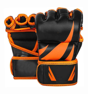 Gants d'entraînement MMA en cuir à demi-doigts avec fermeture Velcro au poignet pour arts martiaux, usage unisexe adulte - Product Image 6