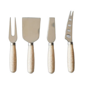 Juego de cuchillos para queso de acero inoxidable de 3 piezas de lujo más vendidos, logotipo personalizado, recién llegado, uso doméstico, vajilla de Metal de bambú, utensilios de cocina - Product Image 2