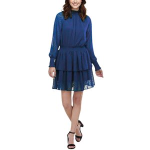 Vestido informal ajustado elegante para mujer, Tejido de gasa transpirable con decoración de volantes teñida Lisa para comodidad y estilo de primavera - Product Image 3