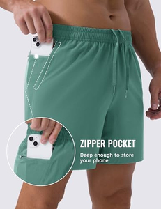 Short de sport en maille léger et décontracté pour homme, séchage rapide, anti-rides, taille moyenne, cordon de serrage, solide, peigné pour l'entraînement à la course à pied - Product Image 3