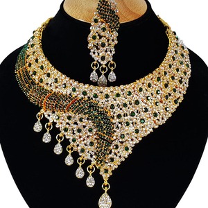 Parure de bijoux vintage en alliage zirconium en forme de fleur, collier, boucles d'oreilles, serre-tête, plaqué rhodium bleu, pour femme, fiançailles, mariage, fête - Product Image 2