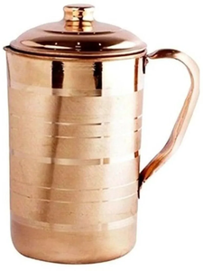 Jarra de cobre personalizada de alta calidad con regadera de vidrio de cobre, jarra de cobre de Metal, diseño elegante, textura impresa para utensilios de cocina - Product Image 2