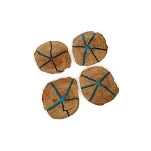 Sous-verres en résine colorée et en bois avec forme hexagonale, sous-verres en bois et résine faits à la main pour la cuisine et la maison - Product Image 4