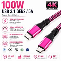 Câble USB-C vers USB-C LUNG KAY 100W PD à charge rapide 5A avec cordon de données tressé en nylon haute puissance 20V pour ordinateur portable MacBook Pro